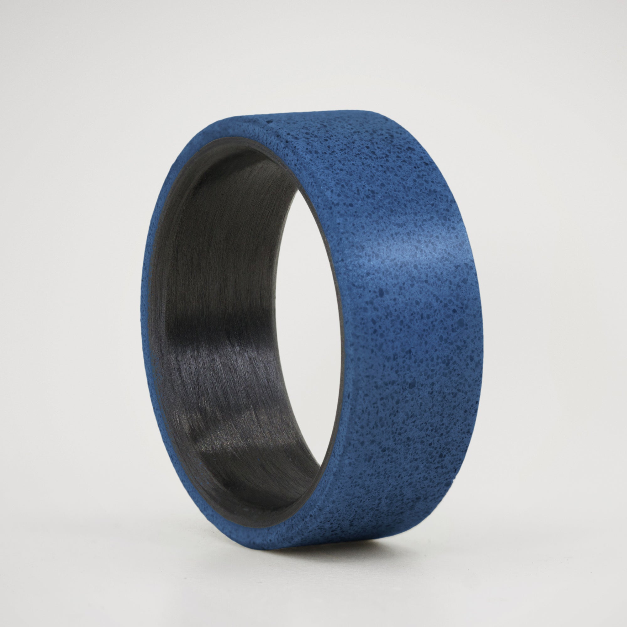 Blue concrete and carbon fiber Flat Ring