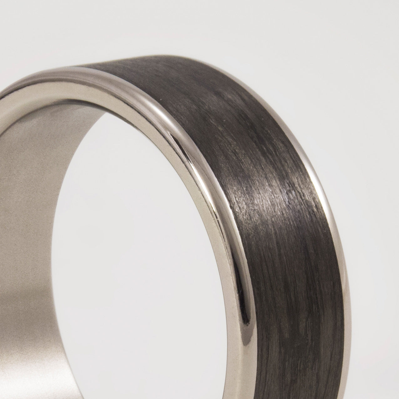 Carbon fiber and polished titanium Men Ring